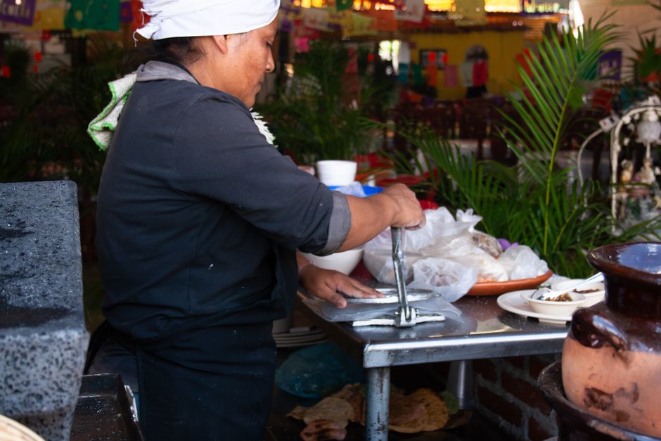 Hand-pressed corn tortillas